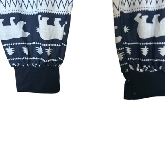 Women's Navy Blue/White Pajama 2 Piece Set-Pants M-Top S-Elastic Waist-Cuff Hem - Picture 5 of 5